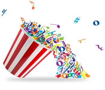 Popcorn Notes Art 2026 masked flat